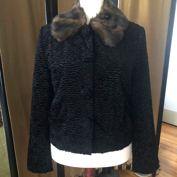 Faux Fur Collar Acetate Velour Evening Coat - Picture 1 of 12
